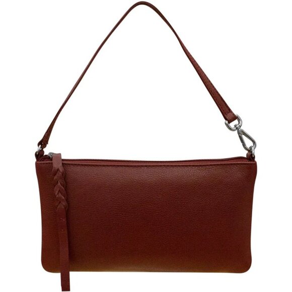 Merlot/Red Leather Convertible Baguette Wristlet, ili new york, NWT - Picture 6 of 7
